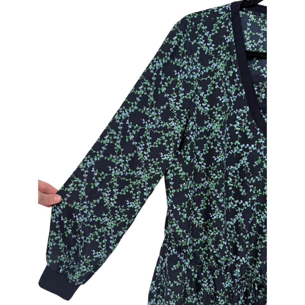 Lauren Ralph Lauren Womens Long Sleeve Floral Drawstring Waist Dress Navy Sz 10 - Picture 11 of 13